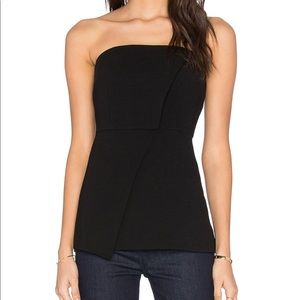 BCBG Maxazria Asymmetrical Black Strapless Top